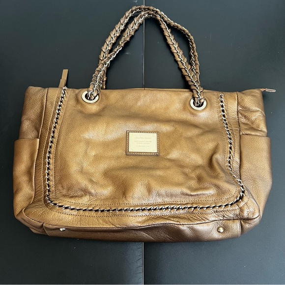 Charles David Leather Handbag Shoulder Bag With Two Straps And Zipper Close - Picture 4 of 10